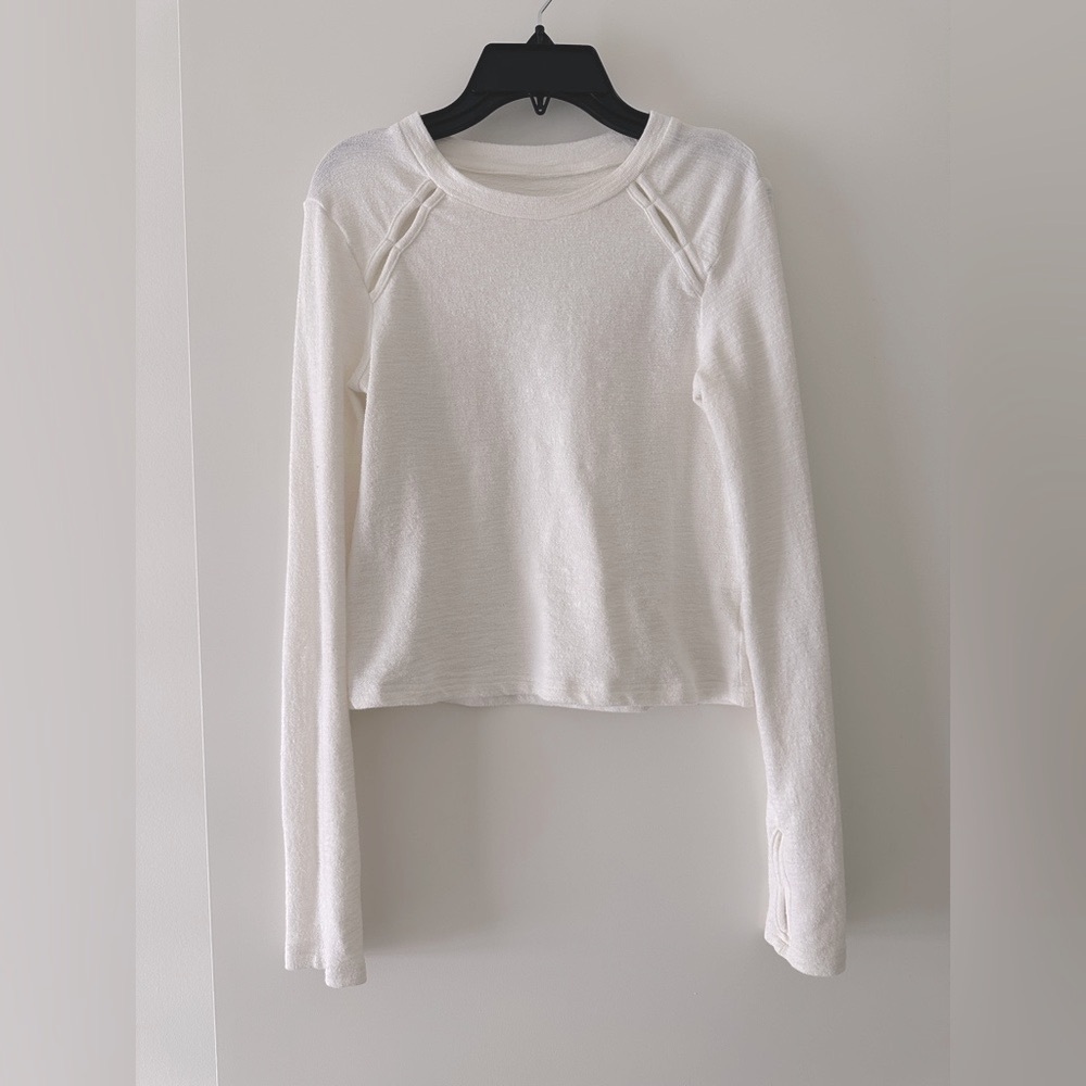 Super cute White Long Sleeve Top with cut out detailing